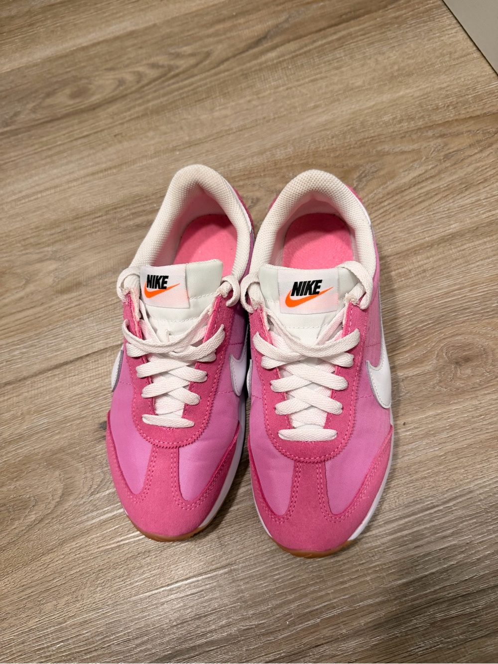 Nike Women's Pink and White Retro Runner Sneakers